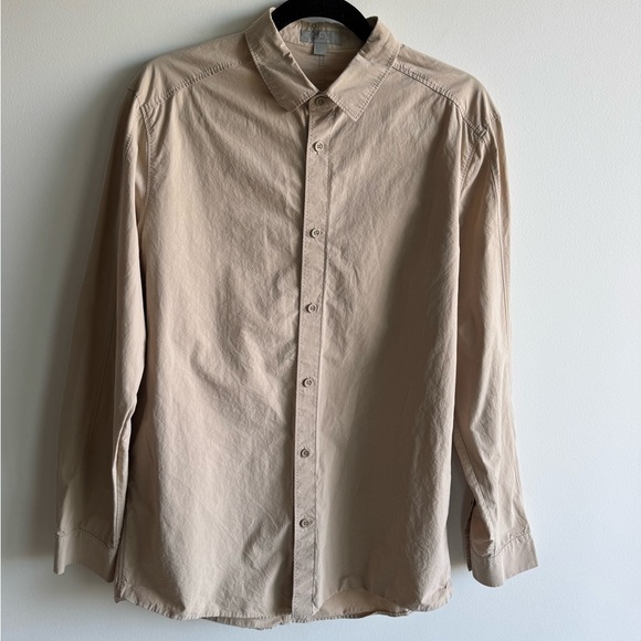 COS Tan Button Down Long Sleeve Shirt Size Small - Picture 1 of 5
